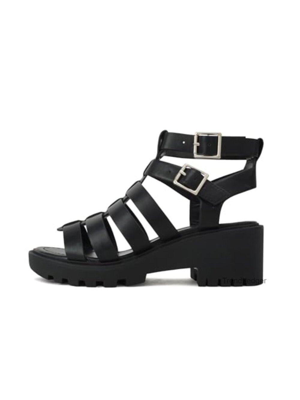 Open Toe Fisherman Multi Strap Buckle Block Heel Sandals